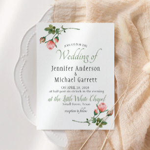 Blushing Pink Rose Wedding Invitation