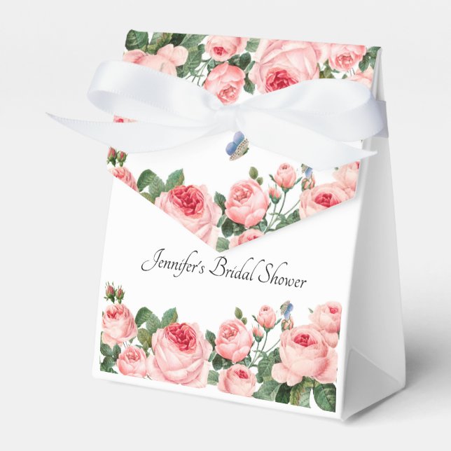 Blushing Pink Roses Favor Box (Front Side)