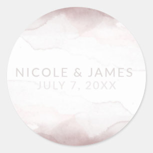 Blushing Pink Watercolor Ultra Modern Chic Wedding Classic Round Sticker