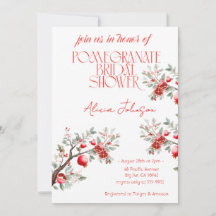 Blushing Pomegranate Branch Bridal Shower Invitation