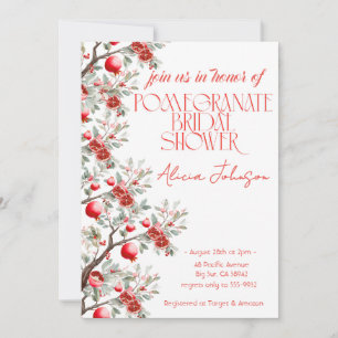 Blushing Pomegranate Branch Bridal Shower Invitation