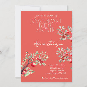 Blushing Pomegranate Branch Bridal Shower Invitation