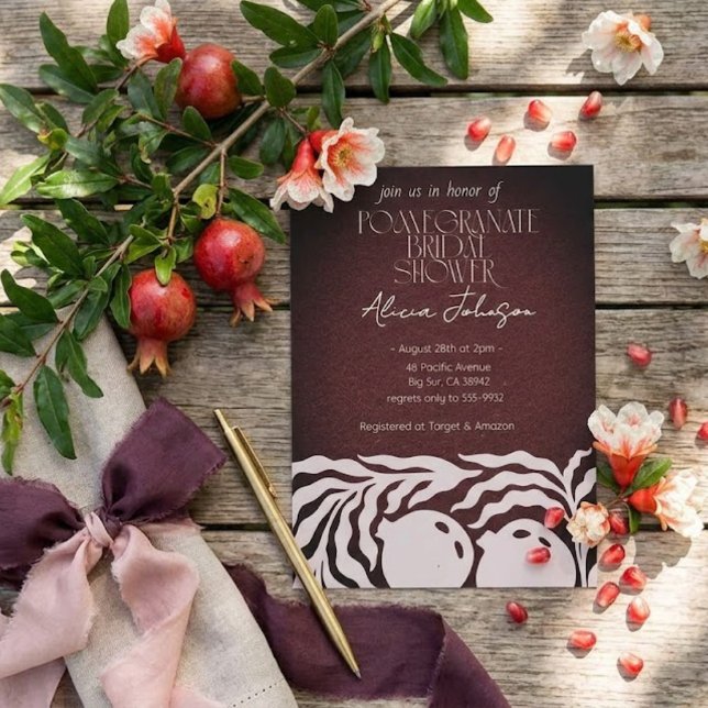 Blushing Pomegranate Branch Bridal Shower Invitation (Creator Uploaded)
