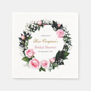 Blushing Romance: Pink Rose Bridal Shower  Napkin