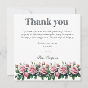 Blushing Romance:Pink Rose Bridal Shower Thank you