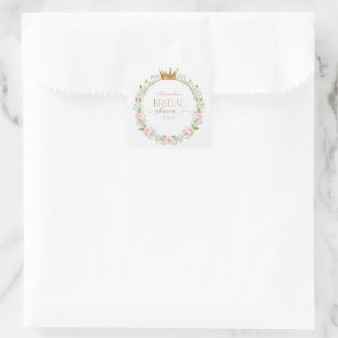 Blushing Romance: Pink Roses & Baby’s Breathe Square Sticker