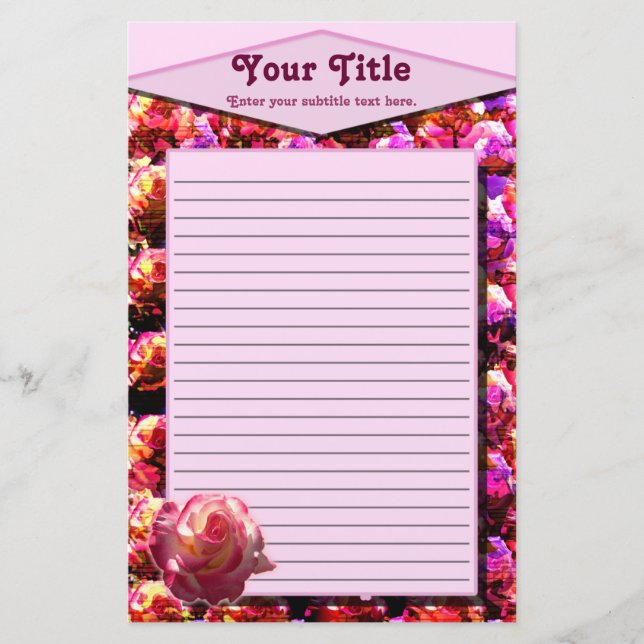 Blushing Rose Lined Stationery (Front)