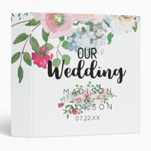 Blushing Rose Watercolor Wedding Photo Album Binder