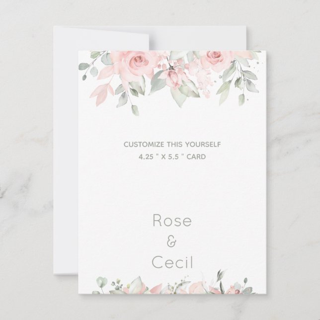 Blushing Roses 2 Wedding Stationery Customize It Announcement (Front)