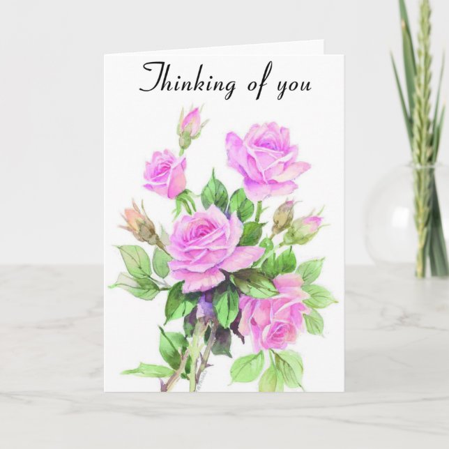 Blushing Roses Thinking of you Card (Front)