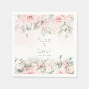 Blushing Roses Wedding Cocktail Napkins