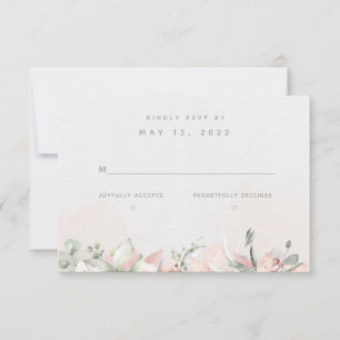 Blushing Roses Wedding RSVP No Meal Choice Card