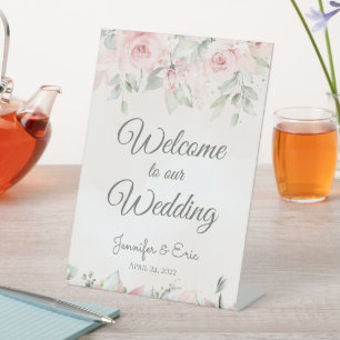 Blushing Roses Wedding Welcome To Our Wedding  Ped Pedestal Sign