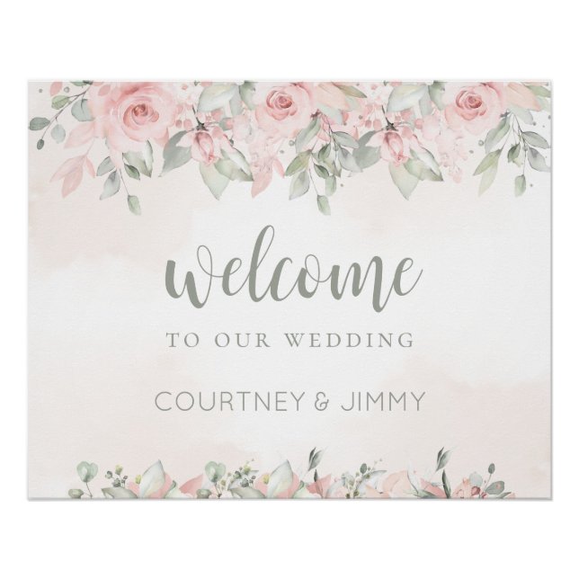Blushing Roses Welcome To Our Wedding  Poster (Front)