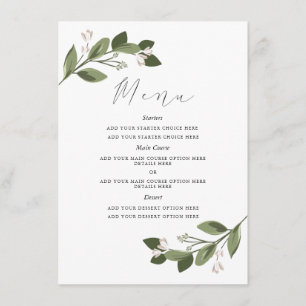 Blushing Sprigs Menu Card with Pink Back