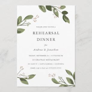 Blushing Sprigs Rehearsal Dinner Invitation