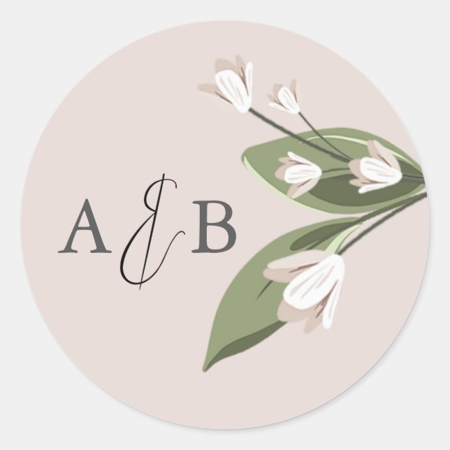 Blushing Sprigs Round Sticker (Front)