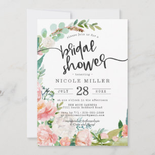 Blushing Summer Floral Bridal Shower Invitation