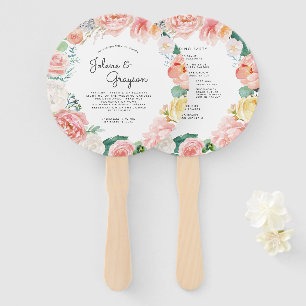 Blushing Summer Floral   Wedding Program Hand Fan