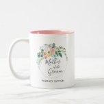 Blushing Summer Floral Wreath Wedding Favour Two-Tone Coffee Mug<br><div class="desc">Celebrate the Mother of the Groom (or customize to say any member of your bridal party) with this Gorgeous Coffee Mug. This will make a fabulous addition to the wedding party gifts and make your mom or mother-in-law feel very special! Add your custom wording to this design by using the...</div>