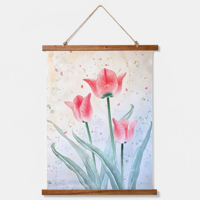 Blushing Tulip Elegance Hanging Tapestry (Front)
