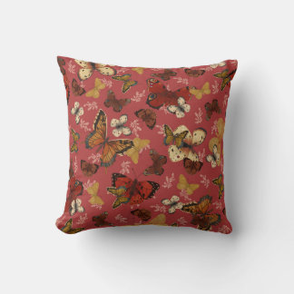 Blushing Wings – Pink Butterfly Pattern Throw Pillow