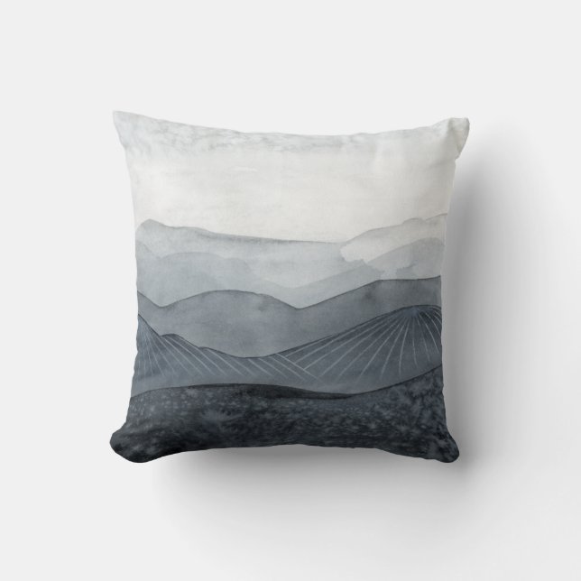 Blustering Grey Valley Throw Pillow (Front)