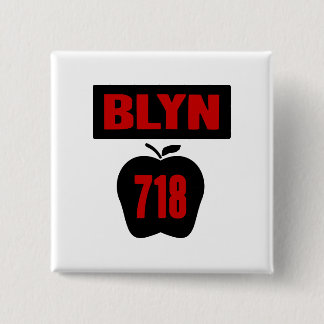 BLYN 718 Inside of Big Apple With Banner, 2 Colour Inch Square Button