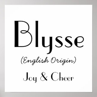 Blysse English Origin With Meaning In White Poster
