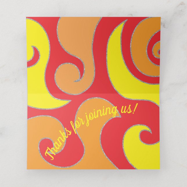BM Bar an Bat Mitzvah Glitter Swirls Place Cards (Inside Unfolded)