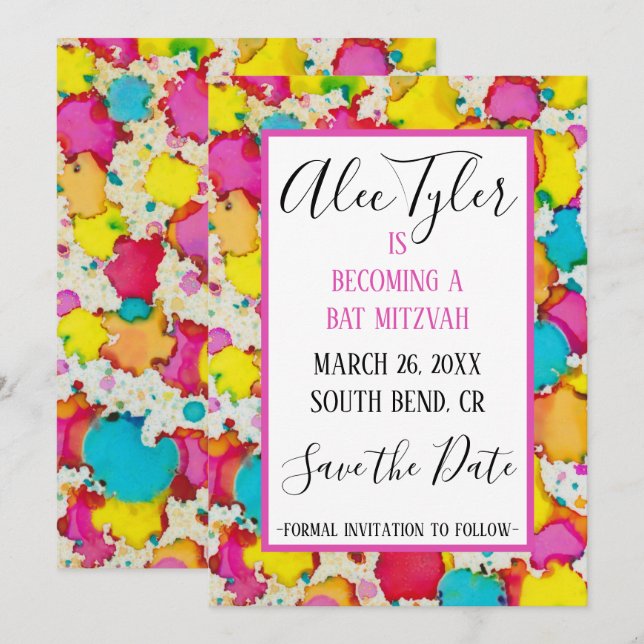 BM Bar Bat Mitzvah Confetti Save The Date (Front/Back)
