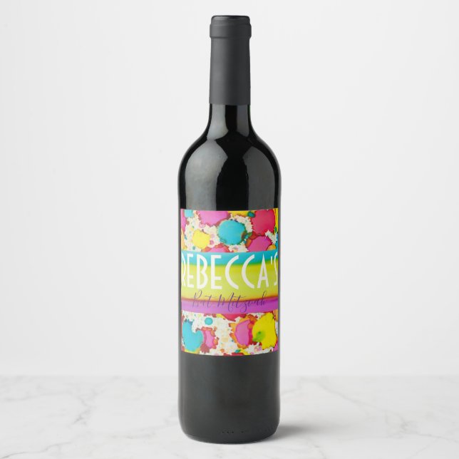 BM Bar Bat Mitzvah Confetti Wine Bottle Label (Front)