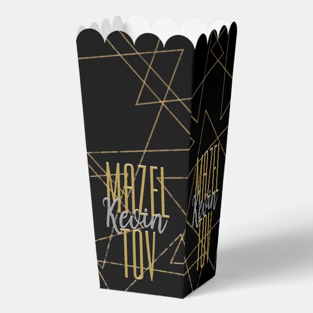 BM Bar Bat Mitzvah Gold Stars Favor Box (Front)