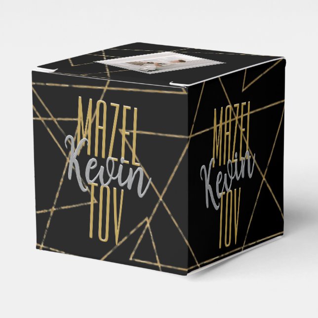 BM Bar Bat Mitzvah Overlapping Stars Favor Box (Front Side)