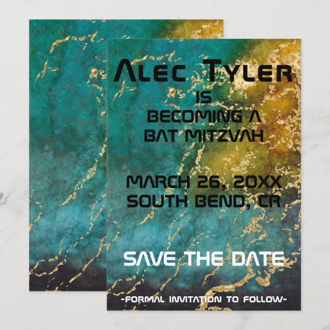 BM Bar Bat Mitzvah Space Save The Date (Front/Back)