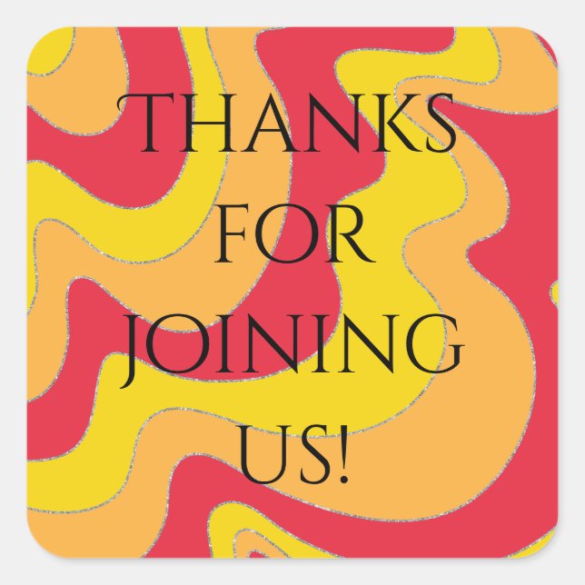 BM Bar Bat Mitzvah Stickers Square Glittery Waves (Front)