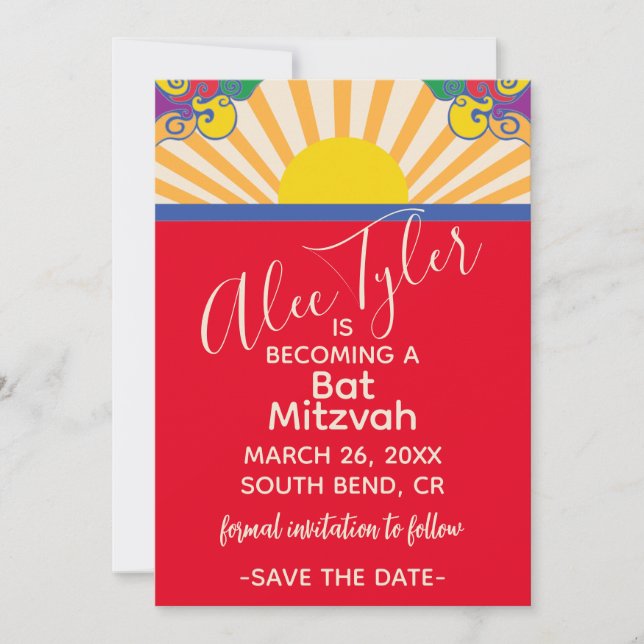 BM Bar Bat Mitzvah Sunny Day Save The Date (Front)
