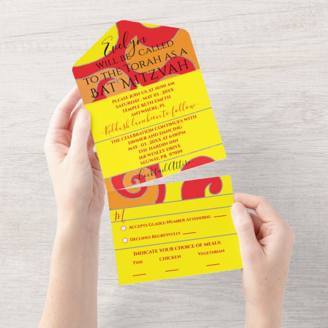 BM Bar Bat mitzvah Toutes n Un Invitation Parties  (Déchirure)