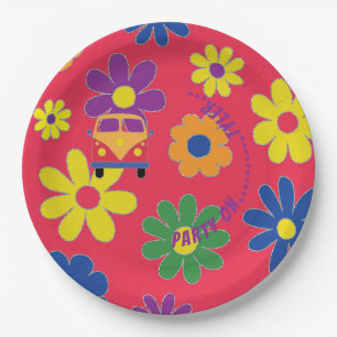 BM Bar or Bat Mitzvah Flower Paper Plate