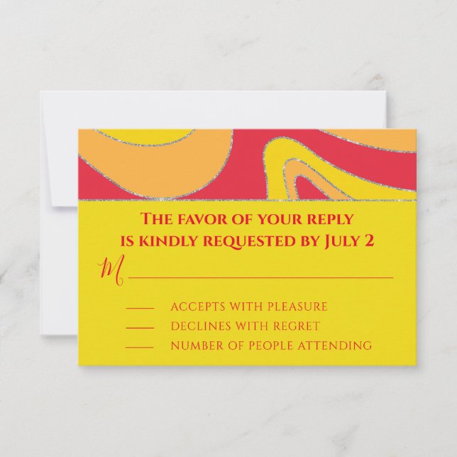 BM Bar or Bat Mitzvah RSVP Silvery Waves Card (Front)