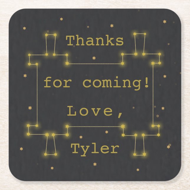 BM Bar or Bat Mitzvah Space Torah Square Paper Coaster (Front)