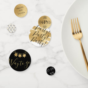 BM Bar ou Bat mitzvah Confetti Elegant Gold Black