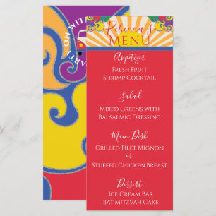 BM Bat Bar Mitzvah Elegant Sparkly Swirl Food Menu