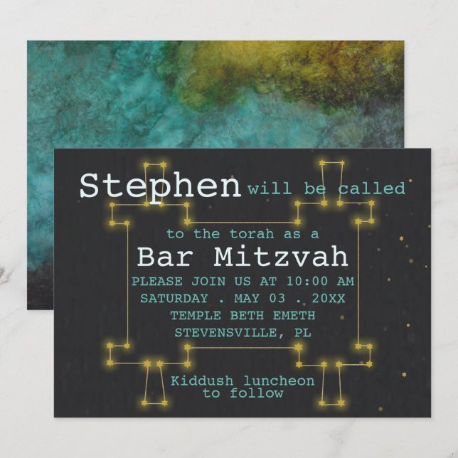 BM Bat Bar Mitzvah Of this World Torah Invitation (Front/Back)