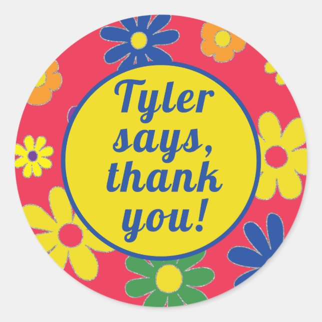 BM Bat Bar Mitzvah Sticker Round Flowered (Front)