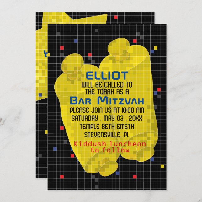 BM Bat Mitzvah Bar Mitzvah Game On Invitation (Front/Back)