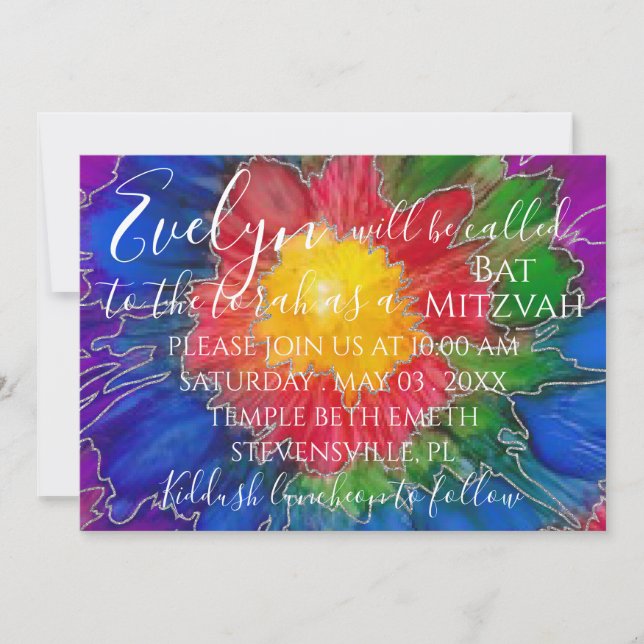 BM Bat mitzvah Bar Mitzvah Invitation colorée (Devant)