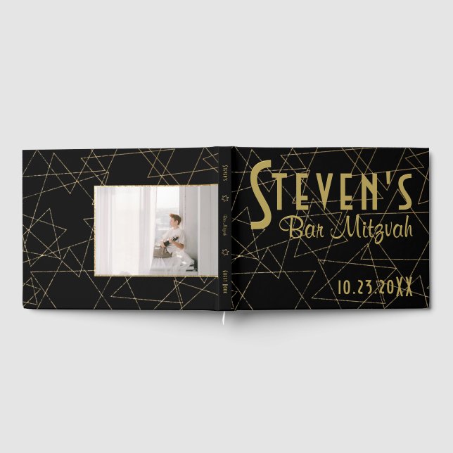 BM Bat or Bar Mitzvah Gold Stars Guest Book (Full)