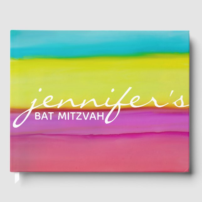 BM Bat ou Bar Mitzvah Party Confetti Livre d'or (Recto)