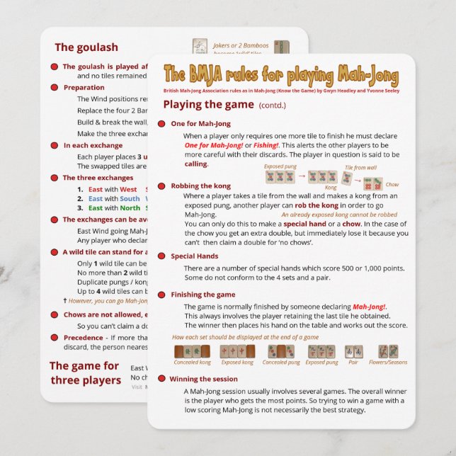 BMJA rules card – Playing the game  (2) (Front/Back)